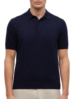 Men’s Marine Pima Cotton & Cashmere Polo Shirt – Luxury Short Sleeve